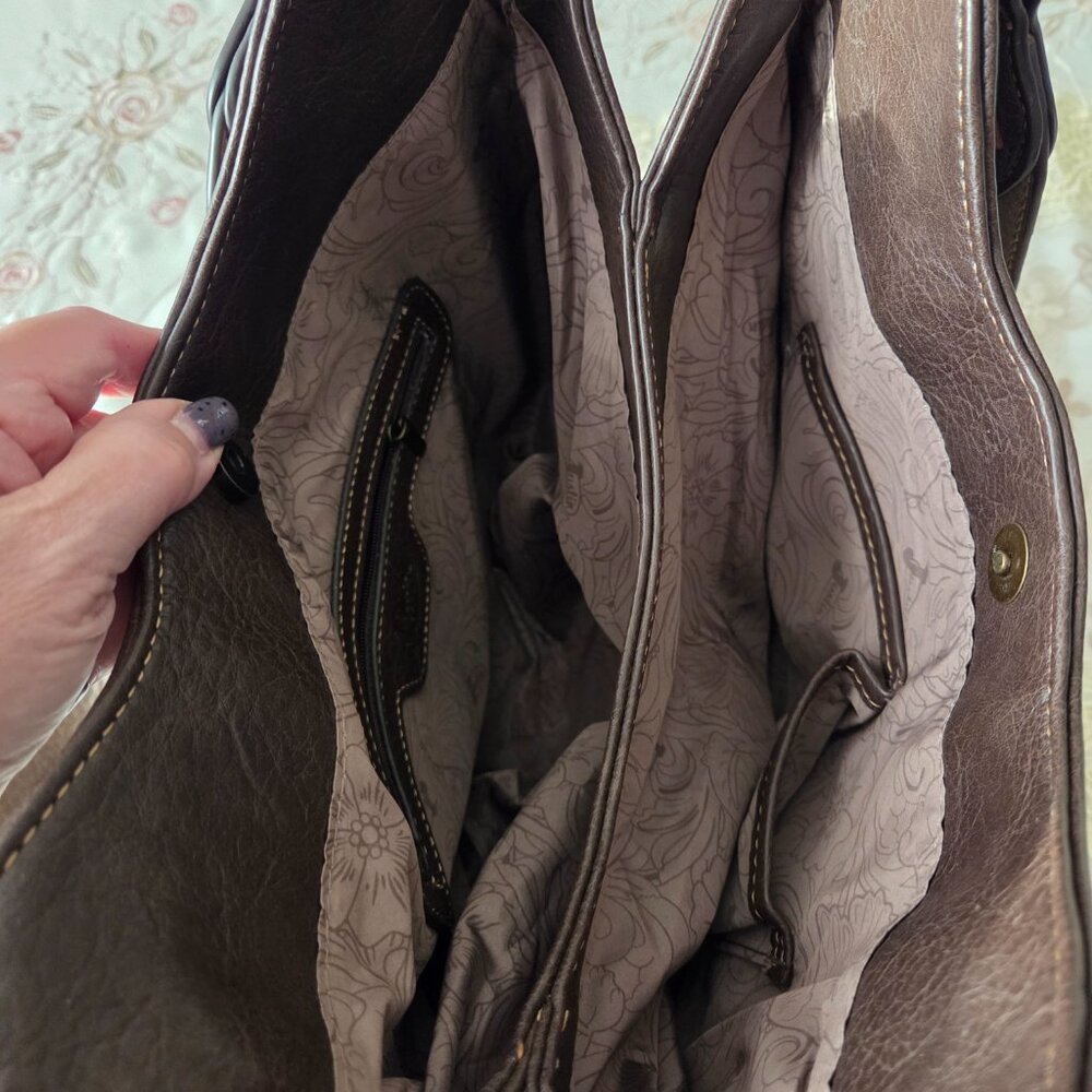 Justine Boho Brown Leather Purse - Picture 7 of 15